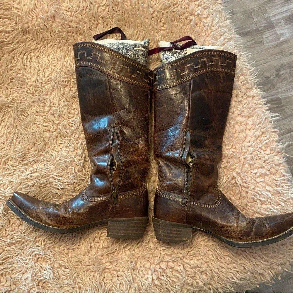 ARIAT TALL LEATHER BOOTS COWBOY WESTERN 11 - Picture 5 of 11